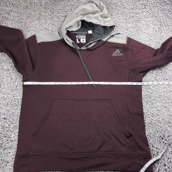 Adidas Sweater Adult Large Red Gray Ultimate Hoodie Athleisure Pullover Outdoor - Picture 3 of 6